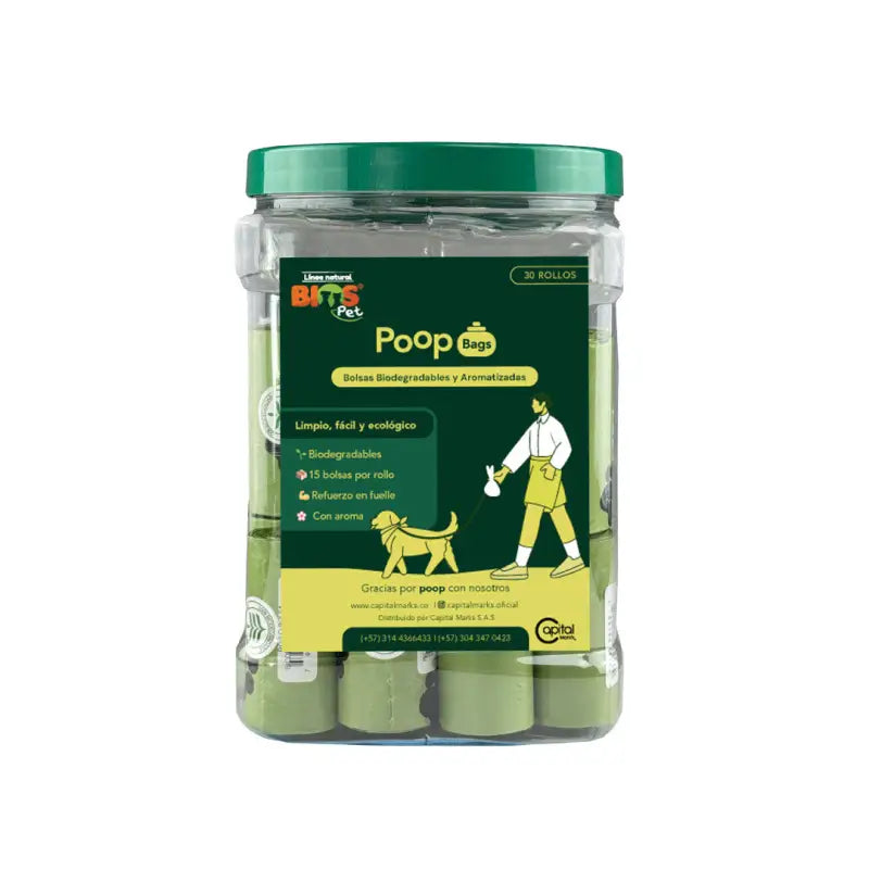 Bolsas para Popó Biodegradables con Aroma x30 Rollos - 15 Unidades por Rollo | BiosPet - Accesorios