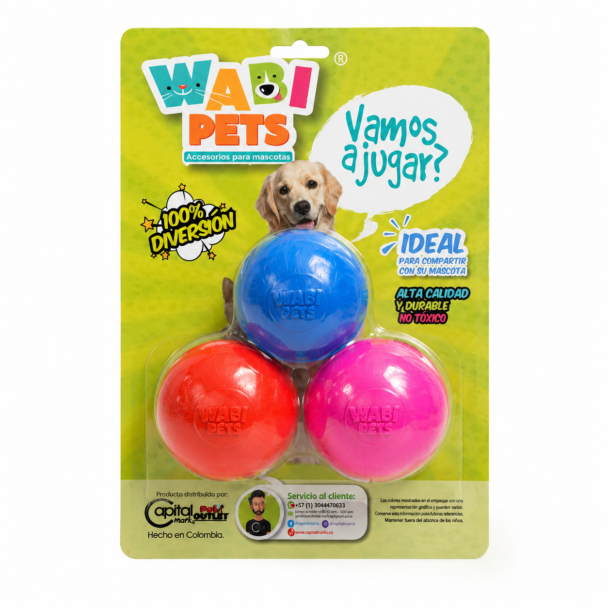Combo x3 Pelotas Grandes Macizas para Perros | Juguete